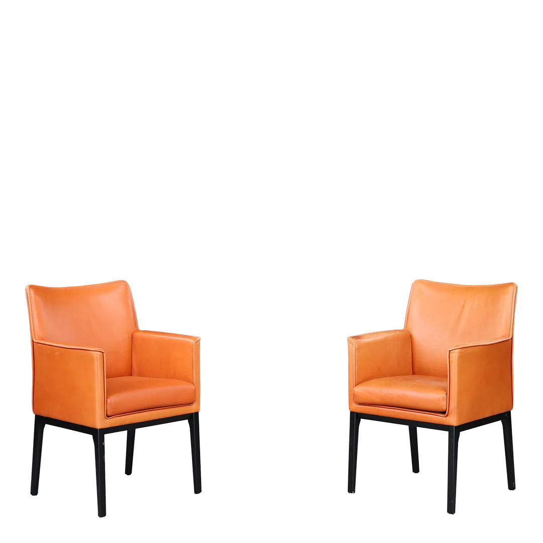1970s Witmann : orange leather clad meeting/dining chair, Austria