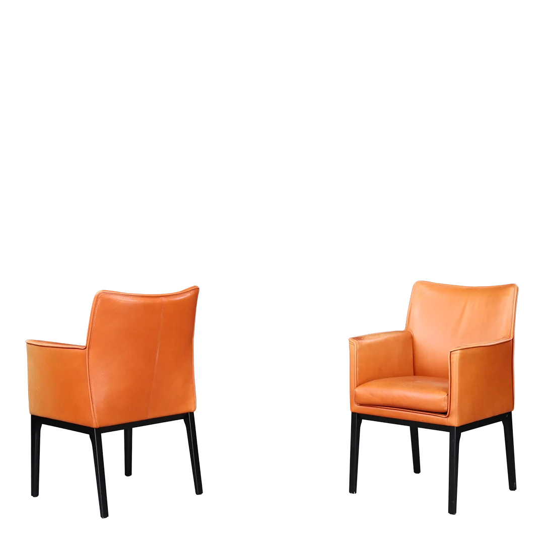 1970s Witmann : orange leather clad meeting/dining chair, Austria