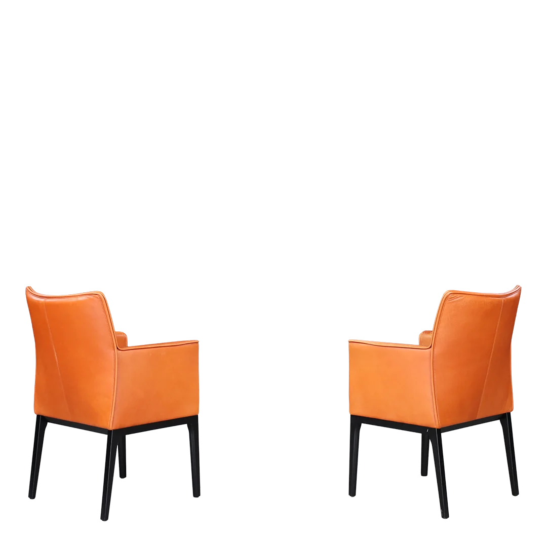1970s Witmann : orange leather clad meeting/dining chair, Austria