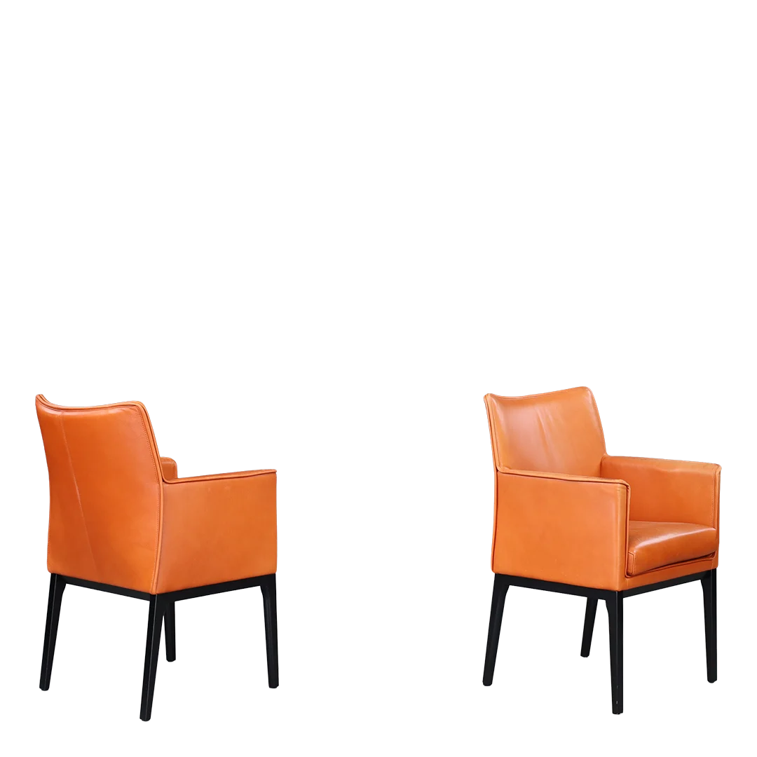 1970s Witmann : orange leather clad meeting/dining chair, Austria