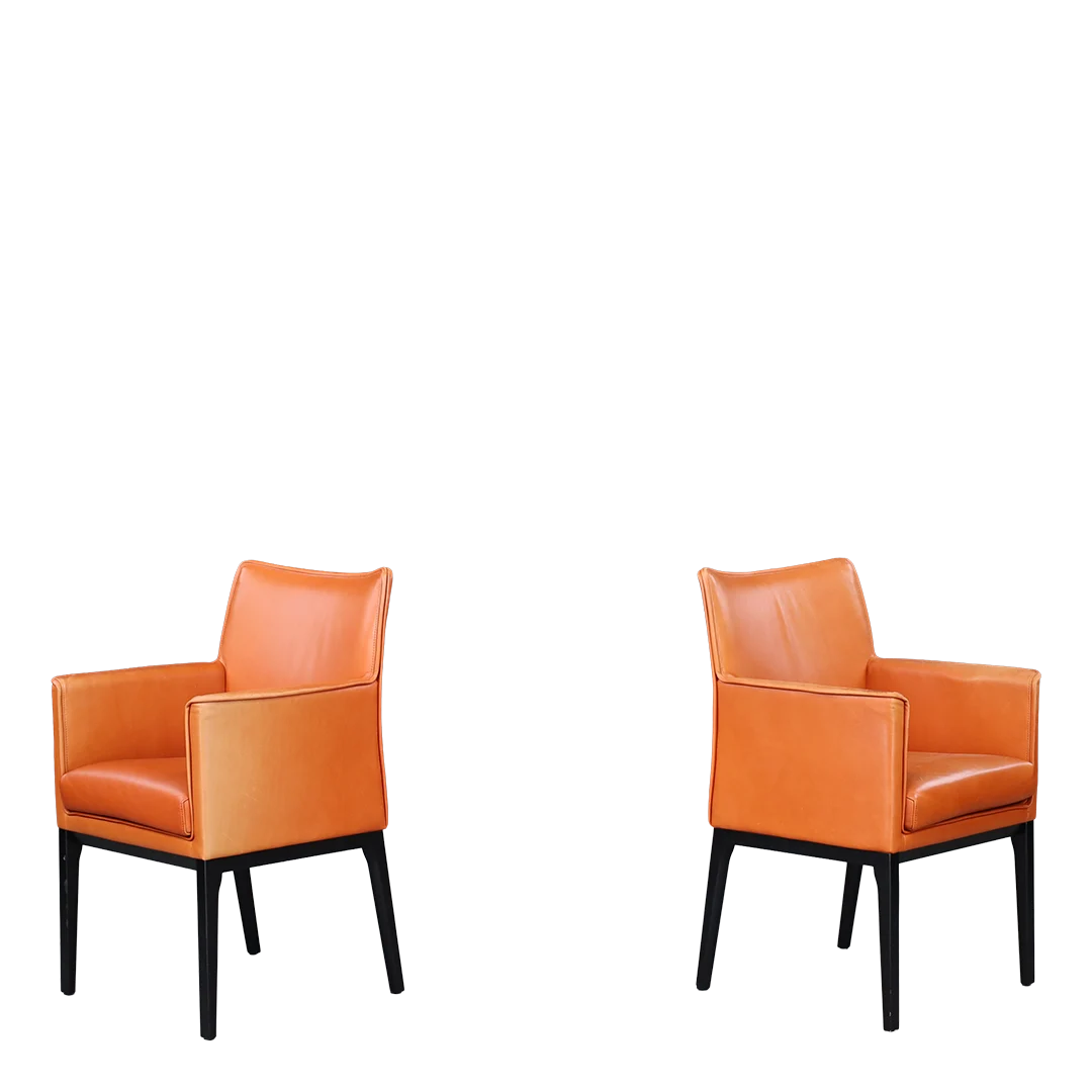 1970s Witmann : orange leather clad meeting/dining chair, Austria