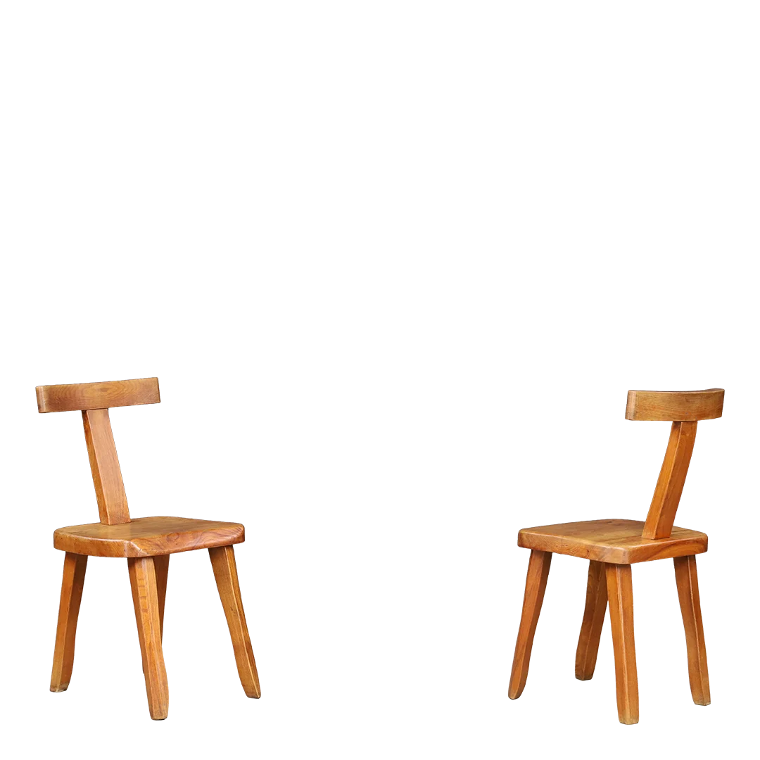1958 Olavi Hänninen style : solid elmwood brutalist "Aranjou" chair, France