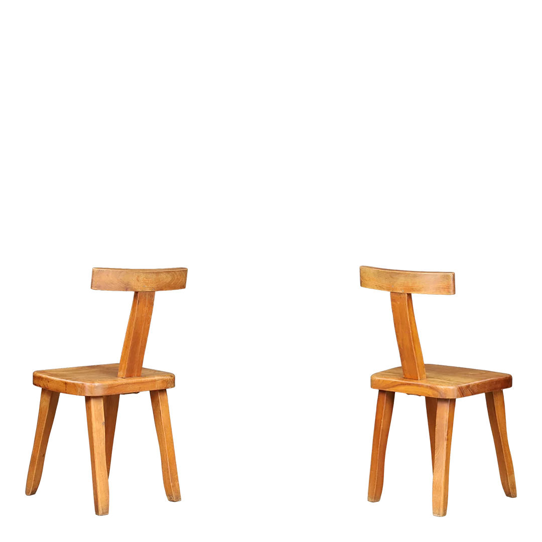1958 Olavi Hänninen style : solid elmwood brutalist "Aranjou" chair, France