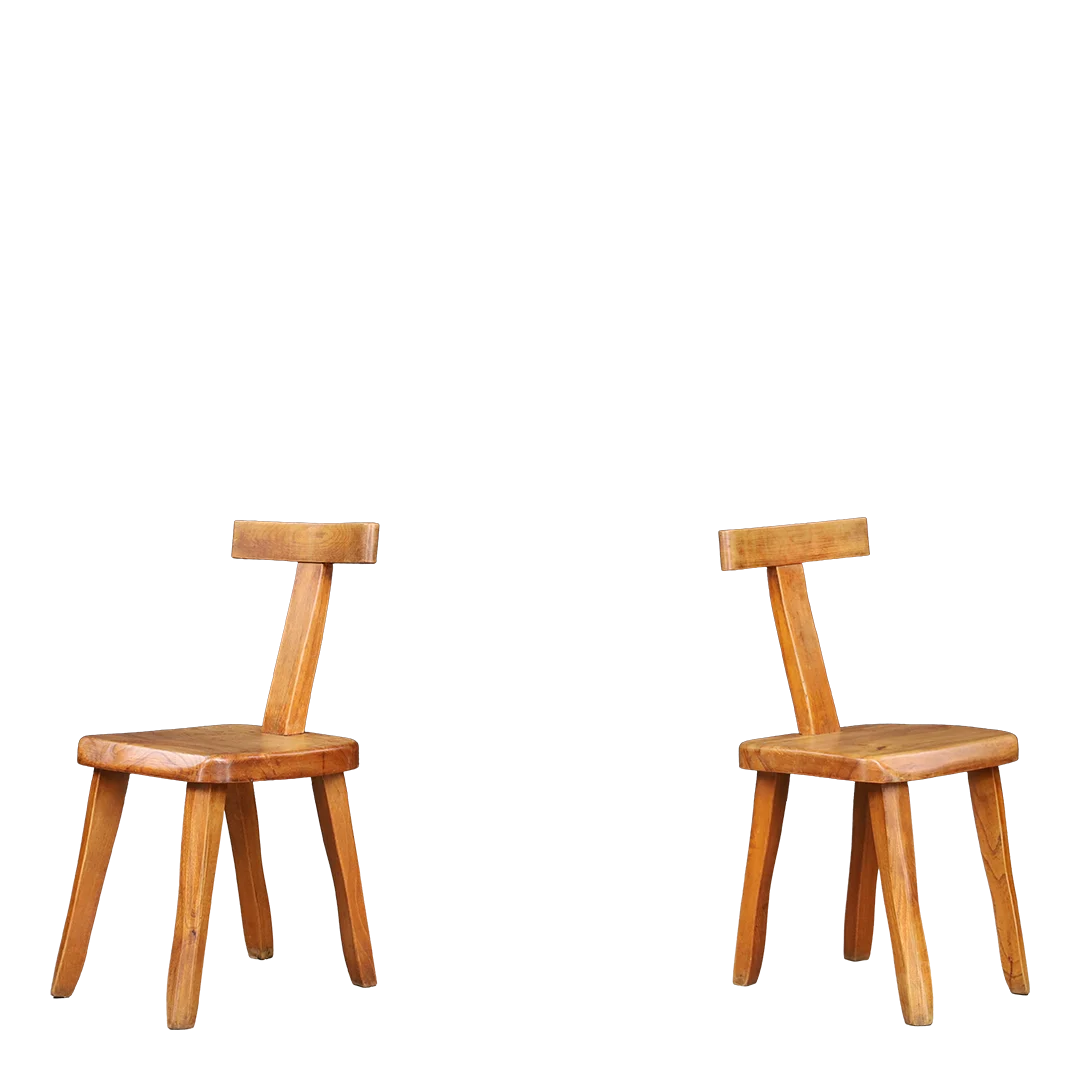 1958 Olavi Hänninen style : solid elmwood brutalist "Aranjou" chair, France