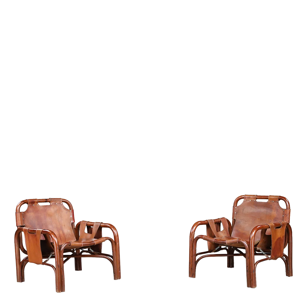 1960s Tito Agnoli : bentwood & leather safari chair, Italy