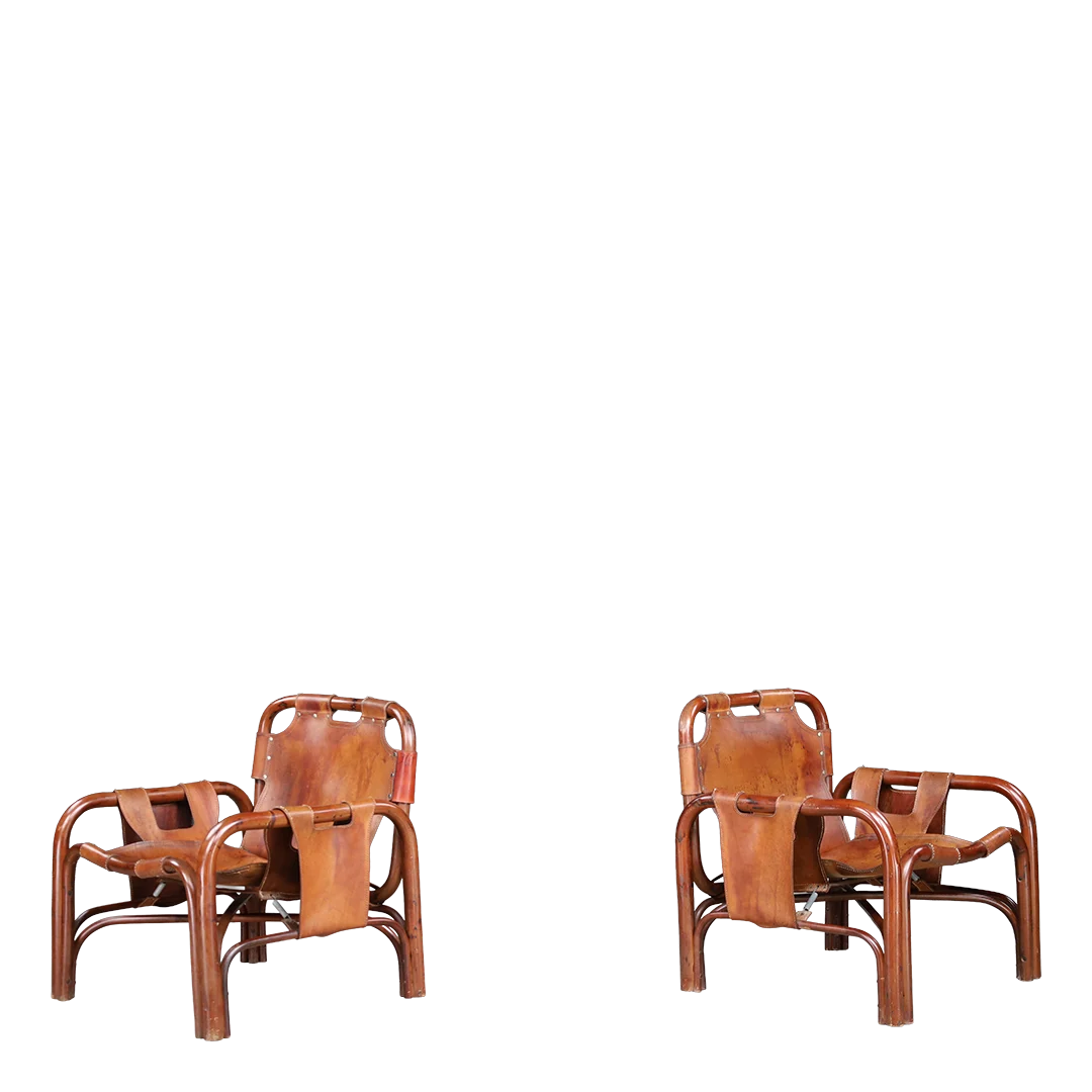 1960s Tito Agnoli : bentwood & leather safari chair, Italy