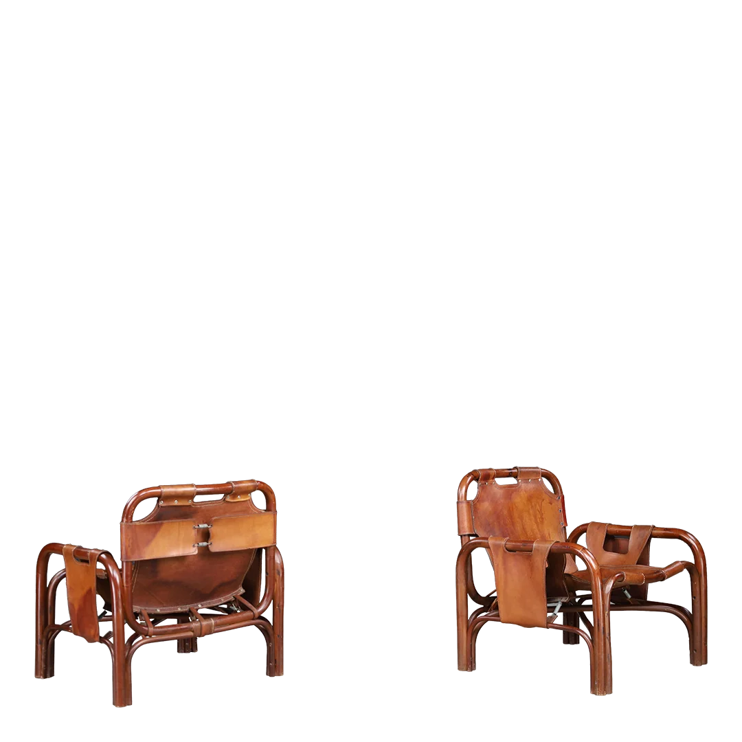 1960s Tito Agnoli : bentwood & leather safari chair, Italy