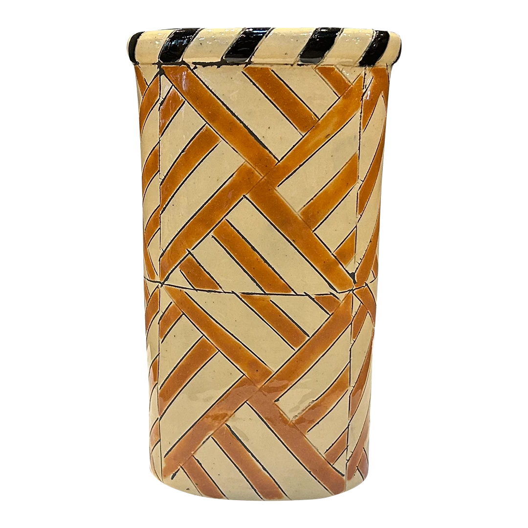 1970s Marianne May : stoneware vase in geometric glaze, Denmark