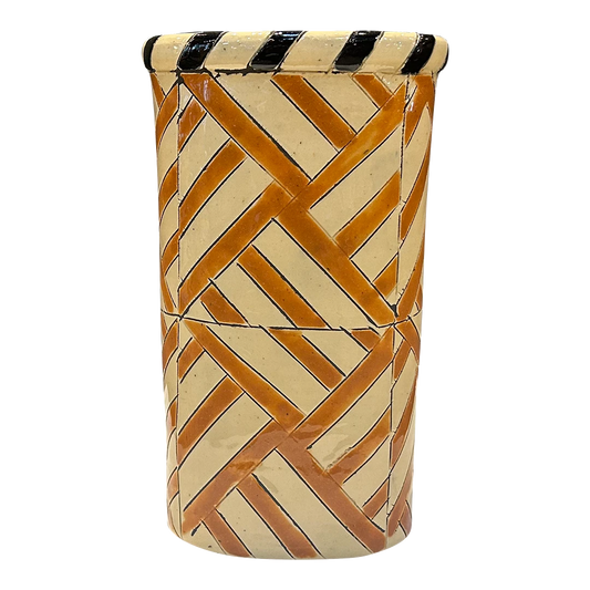 1970s Marianne May : stoneware vase in geometric glaze, Denmark