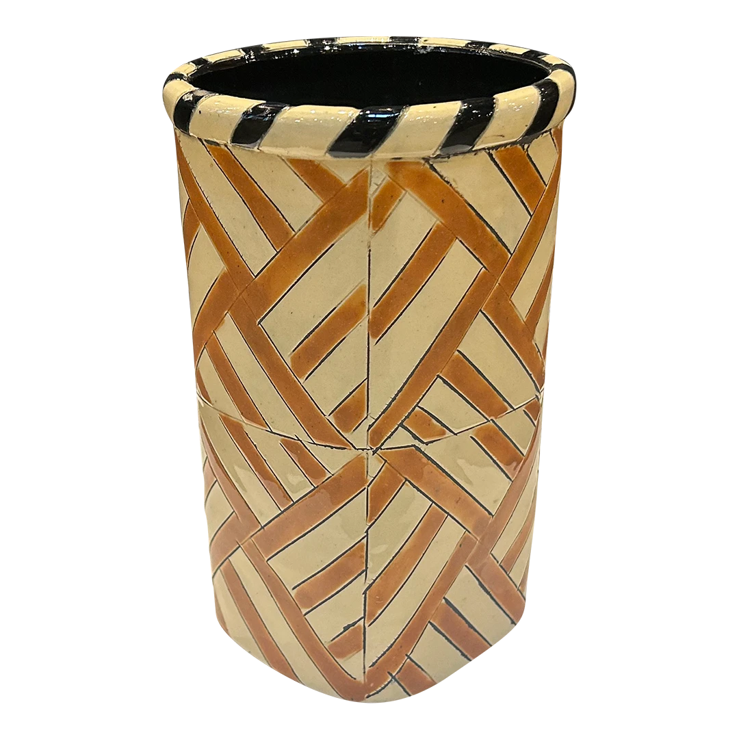 1970s Marianne May : stoneware vase in geometric glaze, Denmark