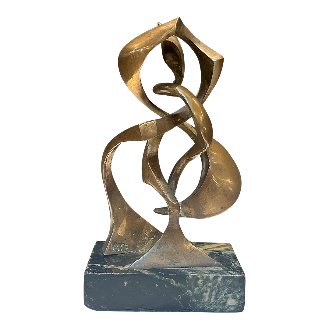 20thc Abstract Modernist : bronze sculpture on marble base