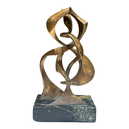 20thc Abstract Modernist : bronze sculpture on marble base