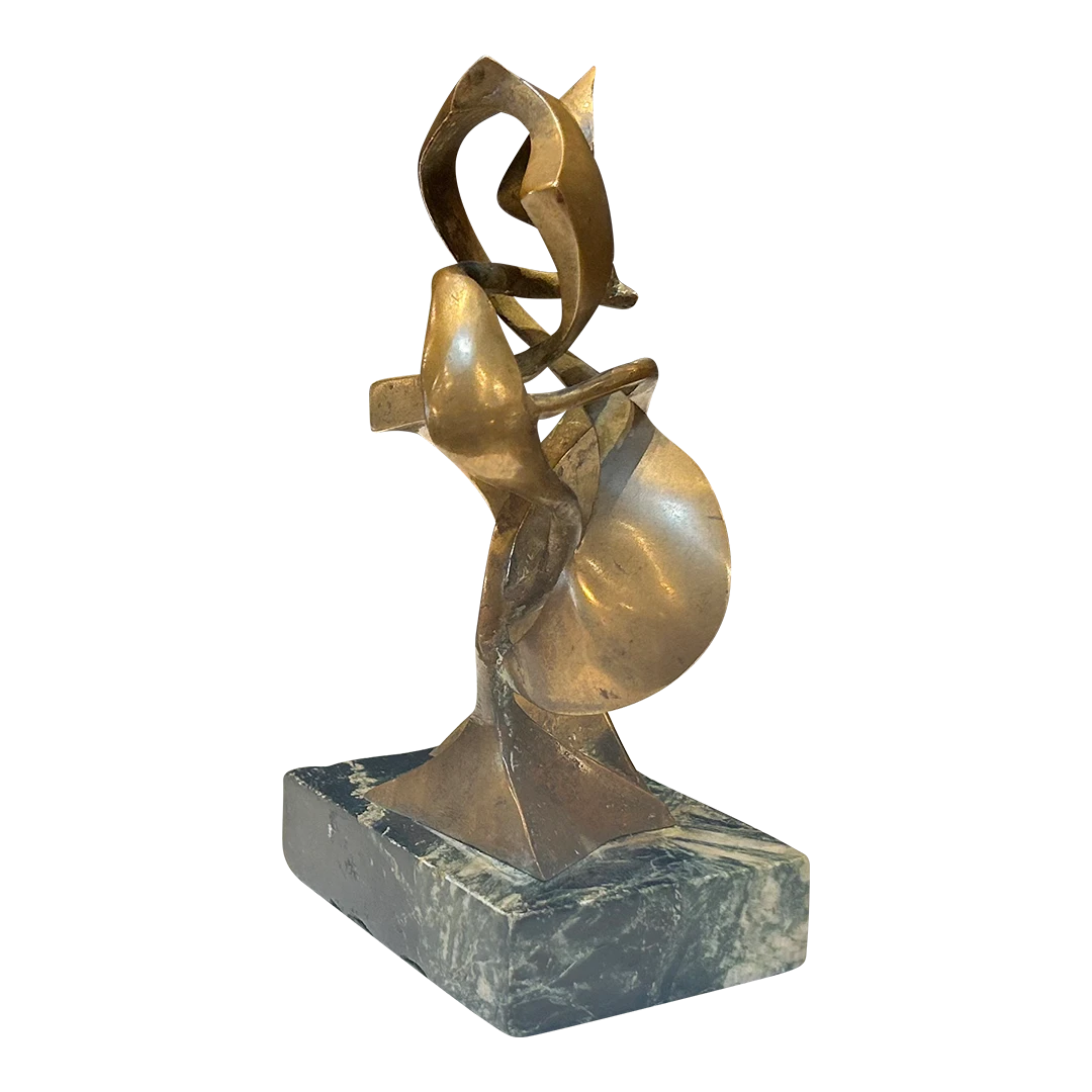 20thc Abstract Modernist : bronze sculpture on marble base