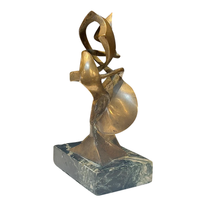 20thc Abstract Modernist : bronze sculpture on marble base