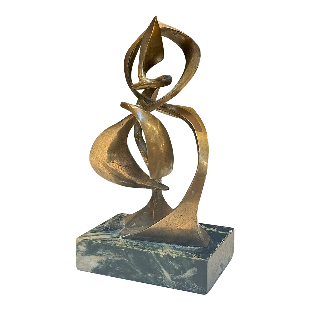 20thc Abstract Modernist : bronze sculpture on marble base