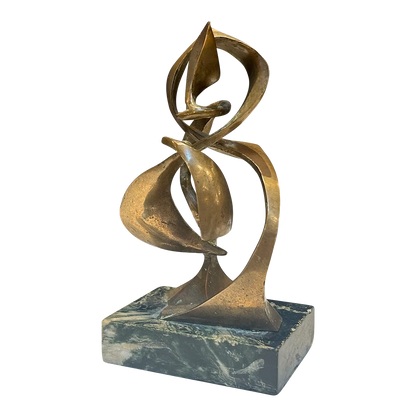 20thc Abstract Modernist : bronze sculpture on marble base