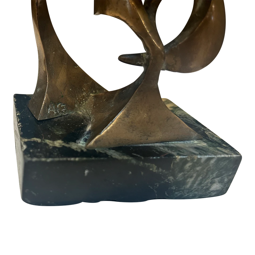 20thc Abstract Modernist : bronze sculpture on marble base