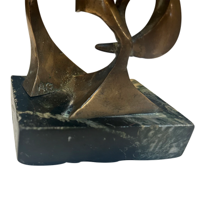 20thc Abstract Modernist : bronze sculpture on marble base