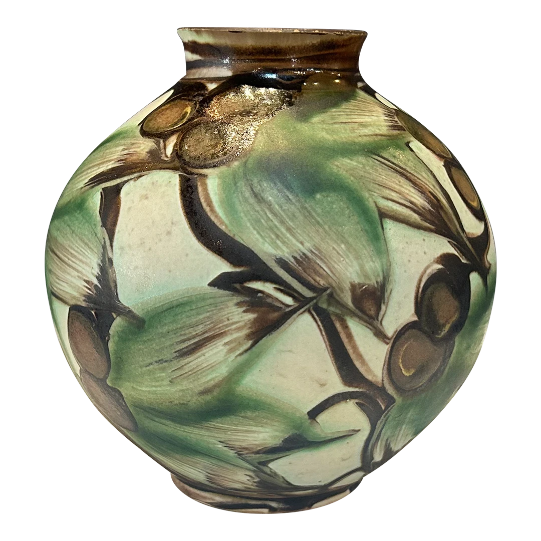 c1900 Herman A. Kähler : Art Nouveau vase (green), Denmark)