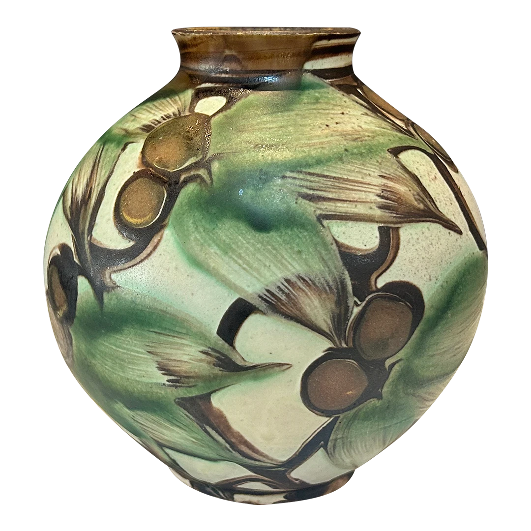 c1900 Herman A. Kähler : Art Nouveau vase (green), Denmark)