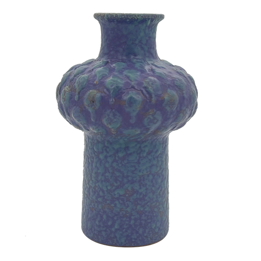 1970s VEB Haldensleben : lavender fat lava bulbous vase, GDR