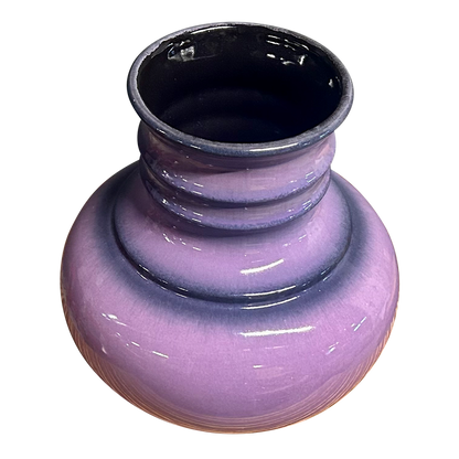 1970s Jasba Keramik : purple w/blue banded 8" gourd vase