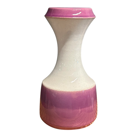 1960s Steuler Keramik : rose purple squat 10" vase w/white top