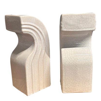 1960s Cari Zalloni : pair white porcelain 8" craqueleur vases