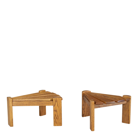 1970s Dittman & Co. : pair Dutch brutalist 24" oak side tables