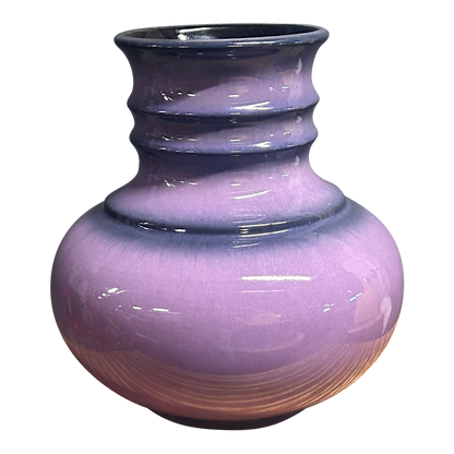 1970s Jasba Keramik : purple w/blue banded 8" gourd vase