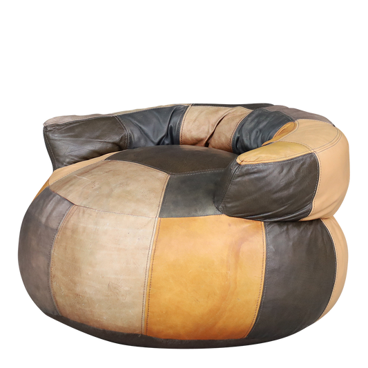 1970s de Sede : rare patchwork leather beanbag chair, Switzerland