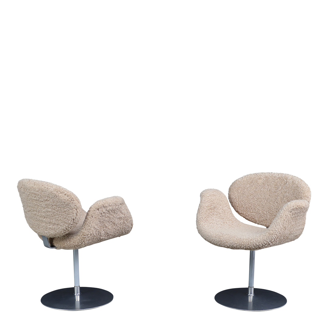 1980s Pierre Paulin : little Tulip chair in cream bouclé, Artifort