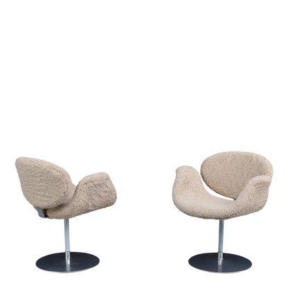 1980s Pierre Paulin : little Tulip chair in cream bouclé, Artifort