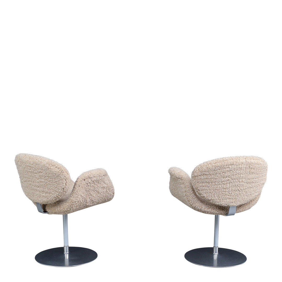 1980s Pierre Paulin : little Tulip chair in cream bouclé, Artifort