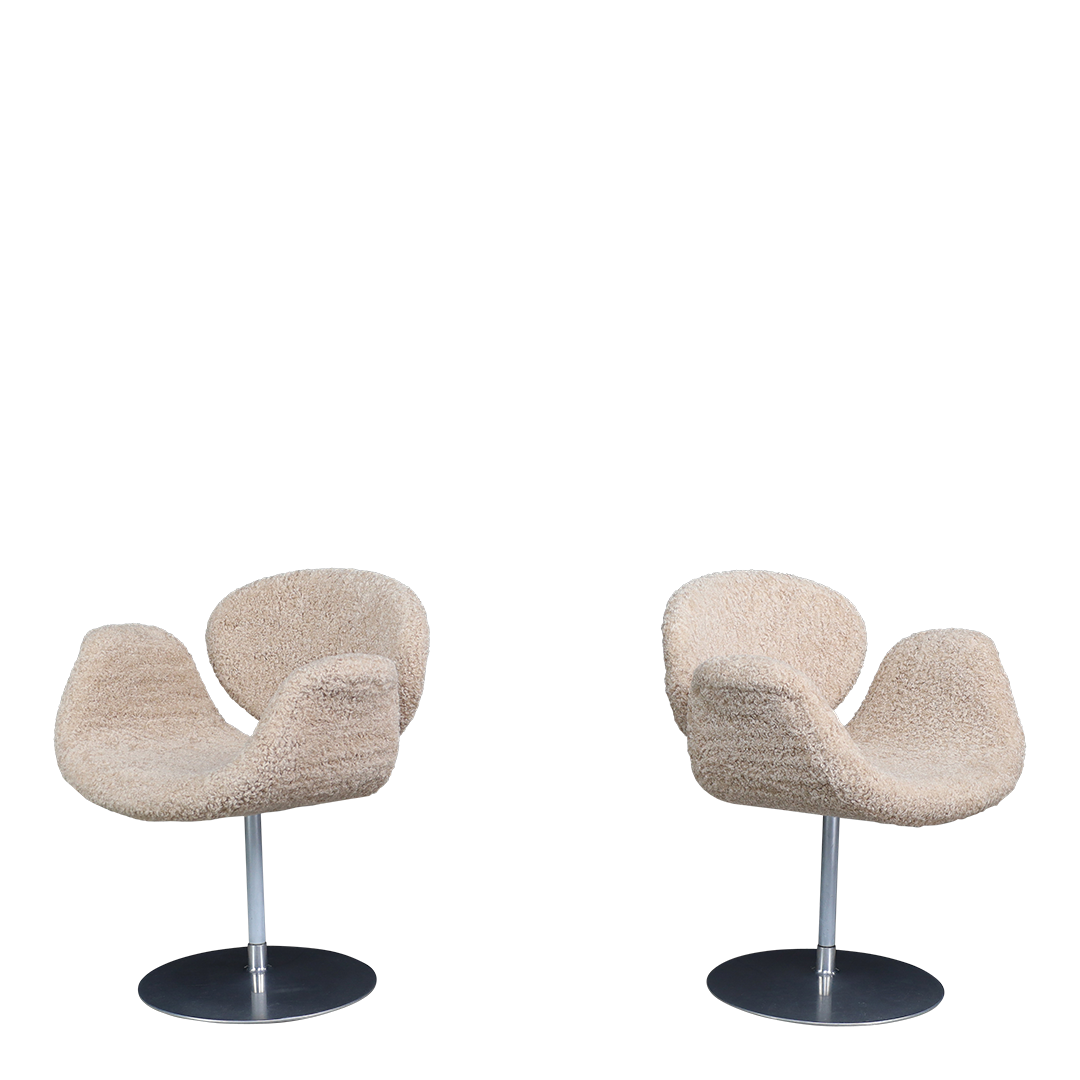 1980s Pierre Paulin : little Tulip chair in cream bouclé, Artifort