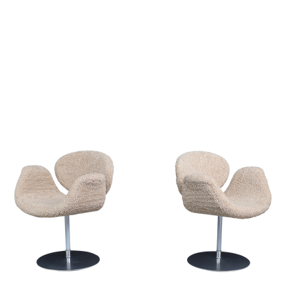 1980s Pierre Paulin : little Tulip chair in cream bouclé, Artifort