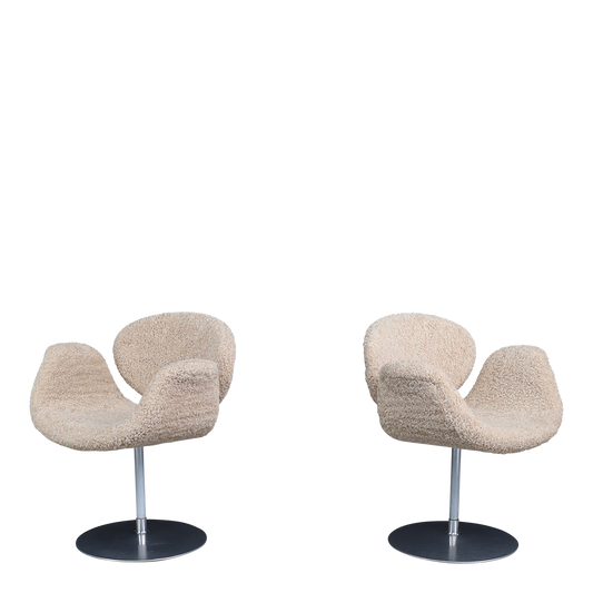 1980s Pierre Paulin : little Tulip chair in cream bouclé, Artifort