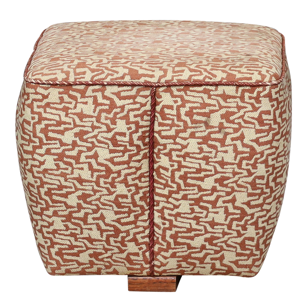 1930s Jindřich Halabala : square Art Deco upholstered tabouret