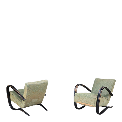 1930s Jindřich Halabala : pair of H269 lounge chairs, Czech