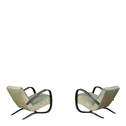 1930s Jindřich Halabala : pair of H269 lounge chairs, Czech