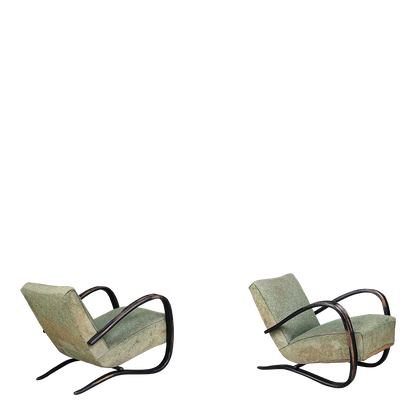 1930s Jindřich Halabala : pair of H269 lounge chairs, Czech