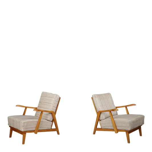 1950s French : solid oakwood lounge chair, ready for upholstery