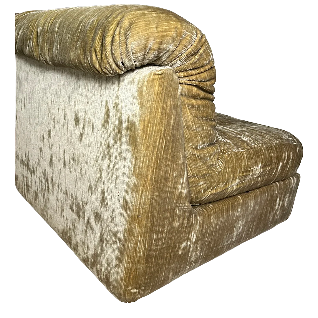 1970s German : five piece gold tufted velvet sectional sofa