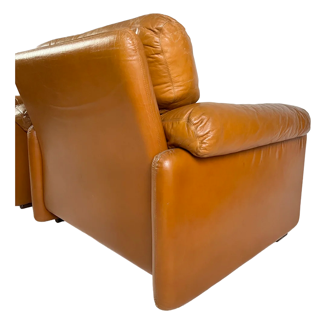 1970 Norwegian : caramel leather lounge chair for Lied Møbler
