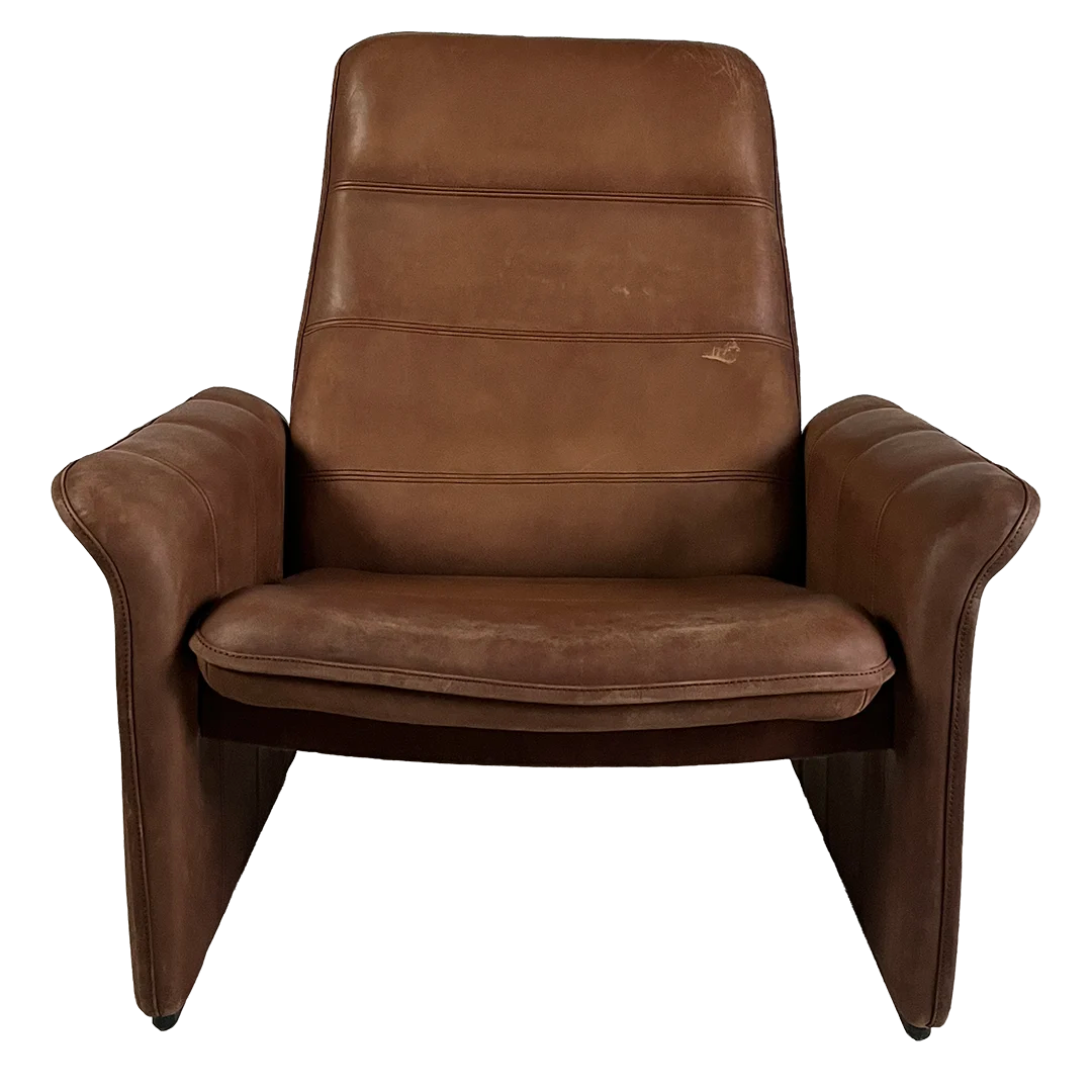 1970s De Sede : brown buffalo leather DS 50 lounge chair + ottoman