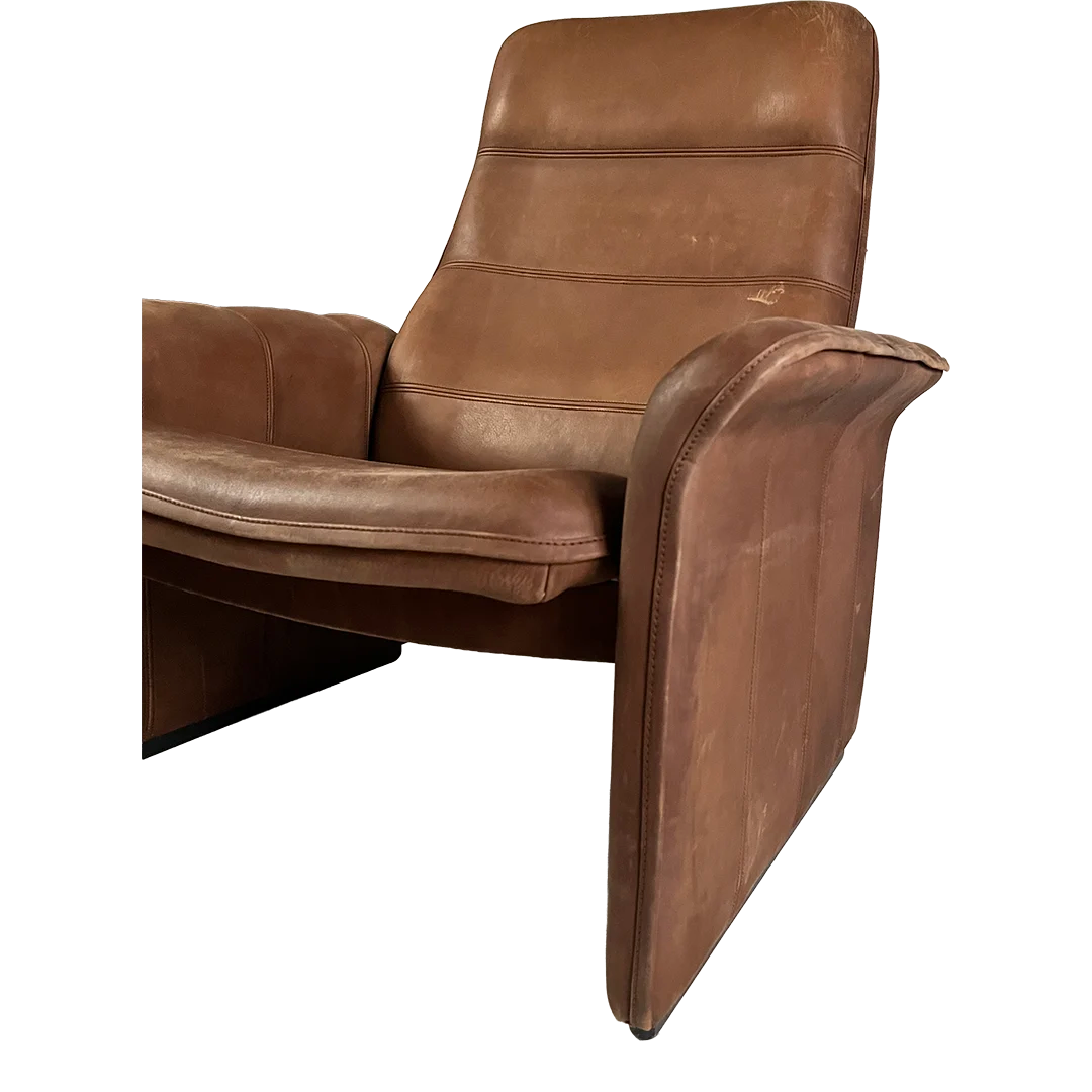 1970s De Sede : brown buffalo leather DS 50 lounge chair + ottoman