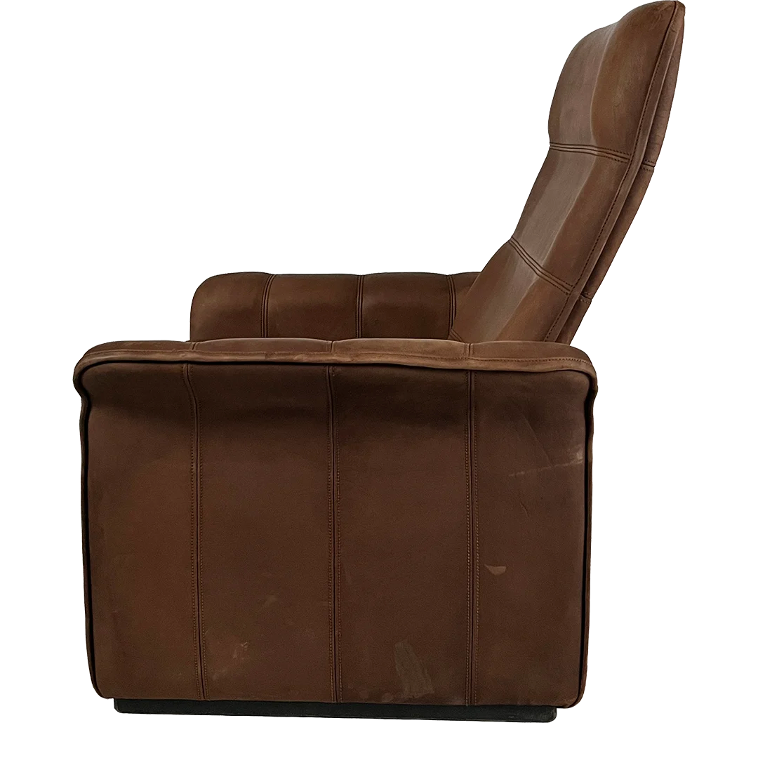 1970s De Sede : brown buffalo leather DS 50 lounge chair + ottoman