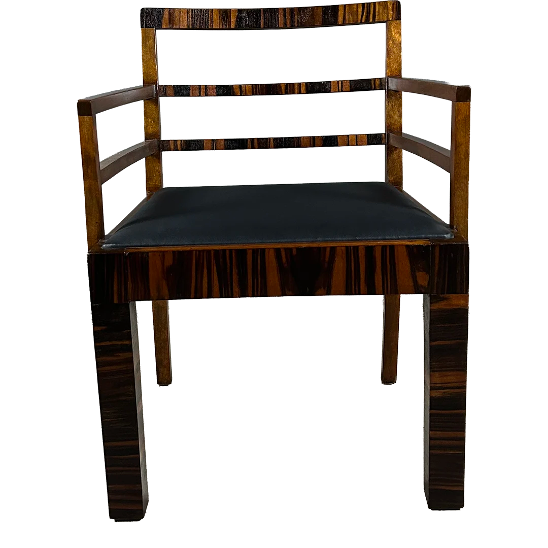 1930s Bruno Paul : exceptional pair Rationalist armchairs in Macassar Ebony