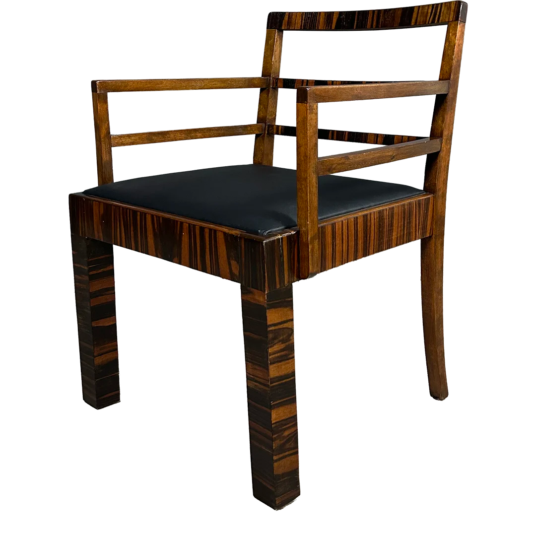 1930s Bruno Paul : exceptional pair Rationalist armchairs in Macassar Ebony
