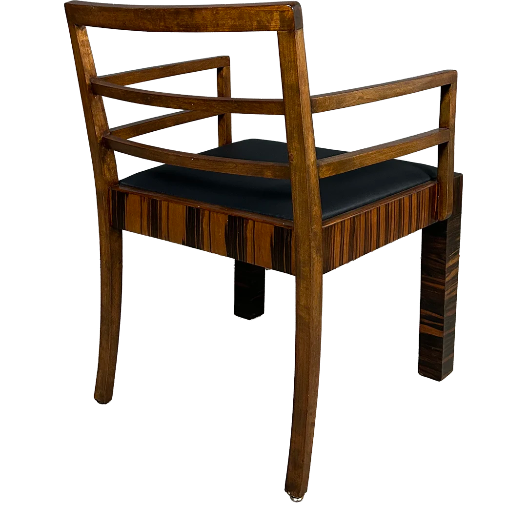 1930s Bruno Paul : exceptional pair Rationalist armchairs in Macassar Ebony